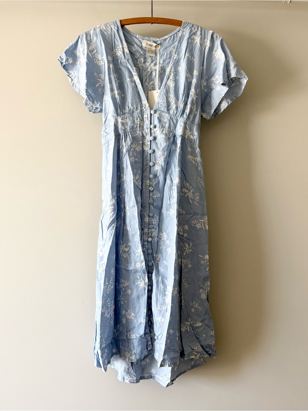 Yireh Brynn Midi Dress in Indigo Blue Floral Print